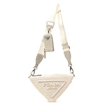 Yarn Raffia Effect Crochet Triangle Shoulder Bag White