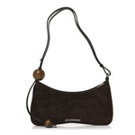 Suede Crocodile Embossed Le Bisou Dark Brown