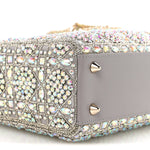 Calfskin Satin Celestial Bead Embroidery Embroidered Small Lady Dior Grey Multicolor