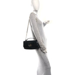 Lambskin Mini GG Milano Top Handle Shoulder Bag Black