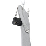Lambskin Quilted Jumbo Double Flap Black
