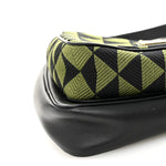 Jacquard Calfskin Triangolo Symbole Embroidered Mini Triangle Double Bag Black Edera