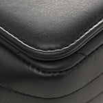 Calfskin Chevron Quilted Small Statement Flap Black
