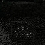 X UGG Crinkle Patent Shearling Small Shopping Bag Black