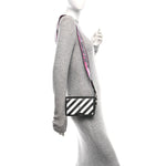 Saffiano Striped Mini Diag Binder Clip Bag Black White Indus