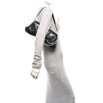 Nappa Vertical Matelasse Medium Maxi Horsebit Chain Shoulder Bag Black