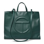 Vegan Leather Large Shopping Bag Dark Olive