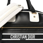 Calfskin Small Dior Vibe Zip Bowling Bag Black White