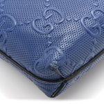 Calfskin GG Tennis Embossed Medium Wristlet Messenger Bag Intense Metal Blue