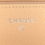Caviar Quilted Wallet on Chain WOC Beige