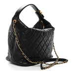 Lambskin Quilted Large Perfect Meeting Hobo Black