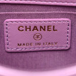 Shiny Lambskin Quilted Extra Mini Flap Purple