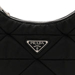 Re-Nylon Triangle Padded Patchwork Shoulder Bag Black
