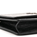 Calfskin Crocodile Embossed Kate Monogram Tassel Chain Wallet Black