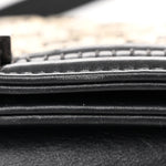 Calfskin Woven Small Boy Flap Black White