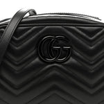 Calfskin Matelasse Monochrome Small GG Marmont Chain Shoulder Bag Black