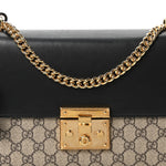 GG Supreme Monogram Calfskin Medium Padlock Shoulder Bag Beige Black Cuir