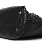 Calfskin Quilted Large Shopping In Chains Tote Black