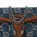 New Denim GG Monogram Dollar Calfskin Enamel Super Mini Dionysus Shoulder Bag Blue Tea Cuir Epilog Electric Blue