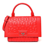 Calfskin Star Quilted Mini Shark Lock Satchel Medium Red