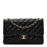 Caviar Quilted Jumbo Double Flap Black