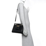 Grainy Calfskin Small Zumi Top Handle Bag Black