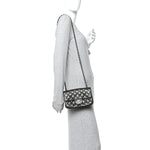 Metallic Caviar Quilted Mini Rectangular Flap Dark Grey