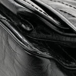 Crinkled Calfskin Matelasse Monogram Medium Niki Chain Satchel Black