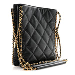 Caviar Quilted Mini Never Ending Chain Tote Black