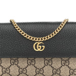 Dollar Calfskin GG Supreme Monogram Petite GG Marmont Wallet Chain Bag Black Beige Ebony
