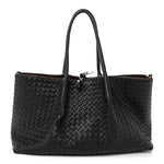 Calfskin Intrecciato Pinacoteca Reversible Tote Black Fondant