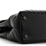 Calfskin Y Quilted Monogram Large Loulou Chain Satchel Black