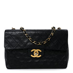 Lambskin Quilted XL Jumbo Single Flap Black