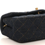 Denim Quilted Mini Rectangular Flap Dark Blue