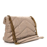 Lambskin Quilted Small Loulou Puffer Monogram Chain Satchel Dark Beige