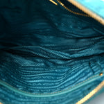 Tessuto Nylon Chevron Quilted Shoulder Bag Turchese