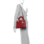 Patent Cannage Medium Lady Dior Red