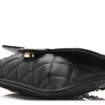Caviar Fabric Graffiti Foldable Tote Bag With Chain Black Multicolor