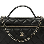 Caviar Quilted Top Handle Slim Vanity With Chain Black