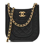 Calfskin Quilted Small Hobo Black