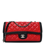 Lambskin Quilted Tri-Color Flap Red White Black
