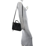 Hammered Calfskin Double Handle Small Amy Tote Black