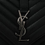 Sheepskin Matelasse Chevron Monogram Medium College Bag Black