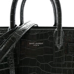 Calfskin Crocodile Embossed Nano Sac De Jour Dark Green