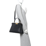 Vitello Seta Shiny Nappa Medium Peekaboo I SEE U Satchel Black Light Rose