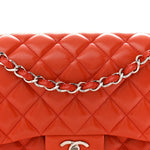 Lambskin Quilted Jumbo Double Flap Red