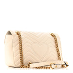 Calfskin Matelasse Small GG Marmont Shoulder Bag White