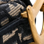 Oblique Embroidered Saddle Bag Blue