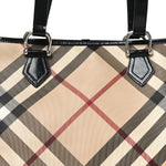 Metallic Calfskin Nova Check Small Nickie Tote Black