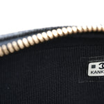 Denim Quilted Clutch With Chain Dark Blue Orange